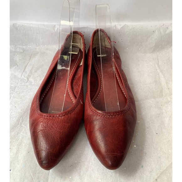 Frye Shoes - Frye Regina Deep Red Pointed Toe Flats Size 7 Rubber Sole Comfort Padded Insole